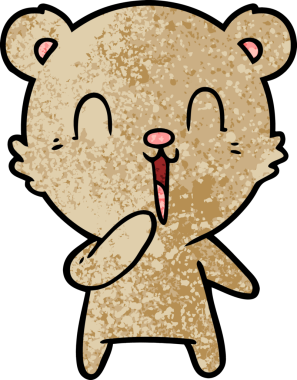 Bir insan tarafından çizilmiş mutlu bir çizgi film ayısı.