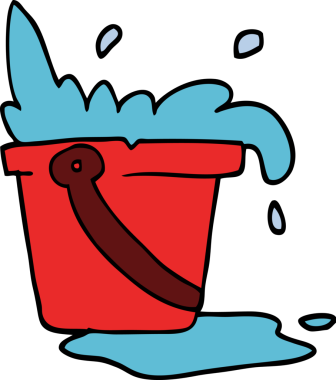 Bir insan tarafından çizilmiş karalama suyu ve kova.