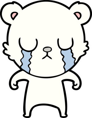 Bir insan tarafından çizilmiş üzgün küçük kutup ayısı çizgi filmi.