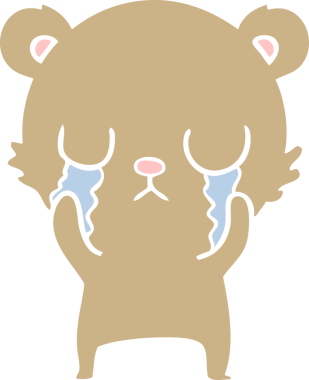 Bir insan tarafından çizilmiş düz renkli çizgi film ayısı.