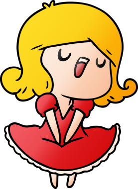 Bir insan tarafından çizilmiş güzel bir kawai kızının çizgi film çizimi.