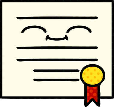 Bir insan tarafından çizilmiş mezuniyet diplomasının çizgi romanı.