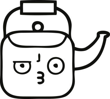 Bir insan tarafından çizilmiş bir çaydanlığın çizgi çizimi