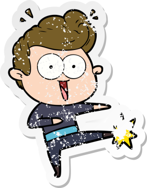 Bir insan tarafından çizilmiş kung-fu karikatürünün sıkıntılı çıkartması.