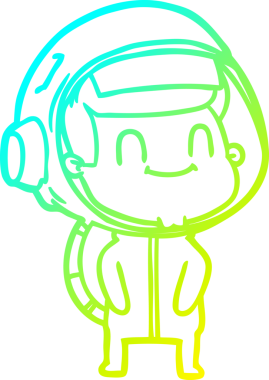 Bir insan tarafından çizilmiş mutlu bir astronot çizgi roman çizimi.