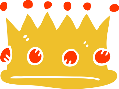 Bir insan tarafından çizilmiş düz renk karikatür kraliyet tacı.