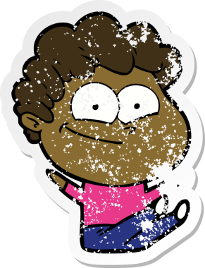 Bir insan tarafından çizilmiş mutlu bir adamın sıkıntılı çıkartması.