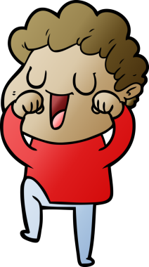 Gülen çizgi film adamı, bir insan tarafından çizilmiş gözleri.