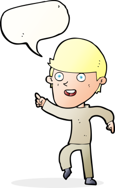 Bir insan tarafından çizilmiş konuşma balonlu mutlu adam çizgi filmi.