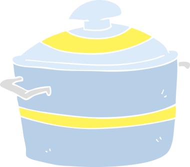 Bir insan tarafından çizilmiş tencerenin düz renk çizimi
