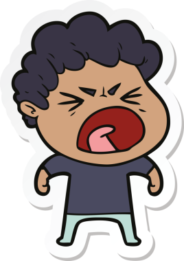 Bir insan tarafından çizilmiş öfkeli bir adamın karikatür çıkartması.