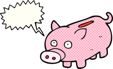 El yazısıyla çizilmiş çizgi roman konuşma balonu bir insan tarafından çizilmiş domuz kumbarası.