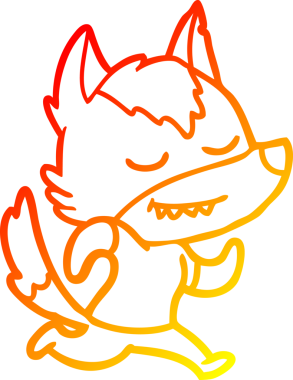 Bir insan tarafından çizilmiş dost canlısı bir kurt çizgi çizimi.