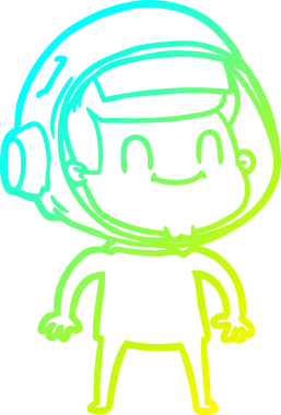 Bir insan tarafından çizilmiş mutlu bir astronotun soğuk gradyan çizimi.