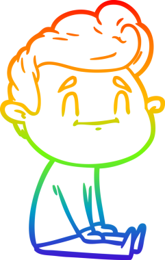 Gökkuşağı gradyan çizimi mutlu bir çizgi film adamı bir insan tarafından çizilmiş