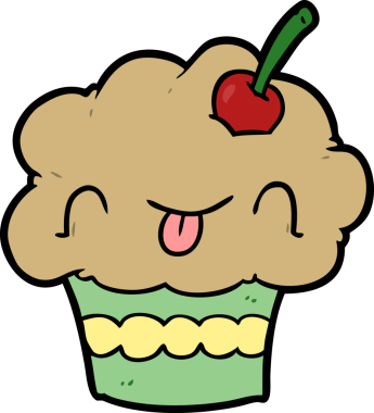 Bir insan tarafından çizilmiş komik bir kek.