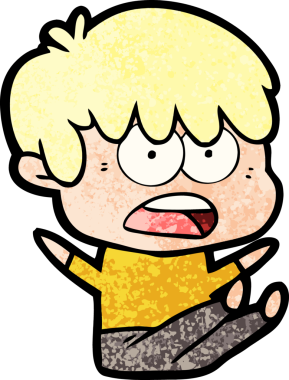 Bir insan tarafından çizilmiş endişeli çizgi film çocuğu.