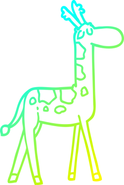 Bir insan tarafından çizilmiş komik bir zürafanın soğuk çizgi çizimi.