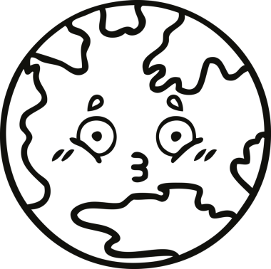 Bir insan tarafından çizilmiş bir gezegenin çizgi çizimi.