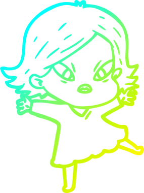 Bir insan tarafından çizilmiş soğuk gradyan çizgi çizimi stresli bir kadın