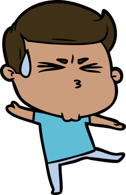 Bir insan tarafından çizilmiş terleyen çizgi film adamı.