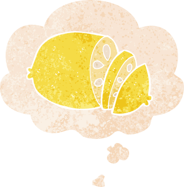 çizgi film dilimlenmiş limon ve grunge dertli retro desenli bir insan tarafından çizilmiş