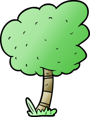 Bir insan tarafından çizilmiş çizgi film ağacı.