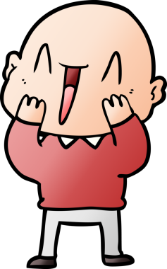 Bir insan tarafından çizilmiş mutlu, kel adam.