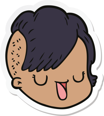 Bir insan tarafından çizilmiş karikatür kadın yüzü çıkartması.