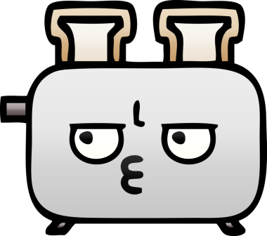 Bir insan tarafından çizilmiş tost makinesinin gölgelenmiş karikatürü.
