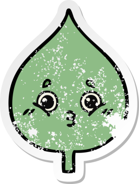 Sevimli bir çizgi film karakterinin sıkıntılı çıkartması. Bir insan tarafından çizilmiş ifade yaprağı.