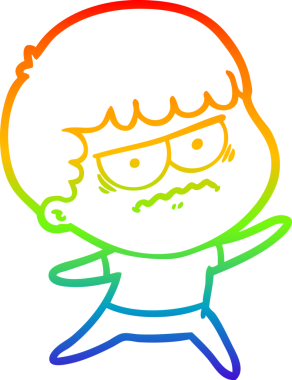 Gökkuşağı gradyan çizgi çizimi Bir insan tarafından çizilmiş rahatsız bir adam