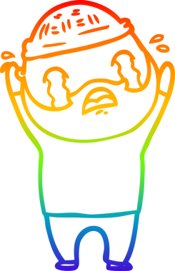 Bir insan tarafından çizilmiş ağlayan sakallı bir adamın çizimi.