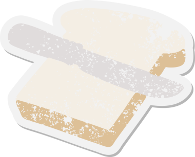 Bir insan tarafından çizilmiş mutlu bir kızarmış ekmek etiketi.