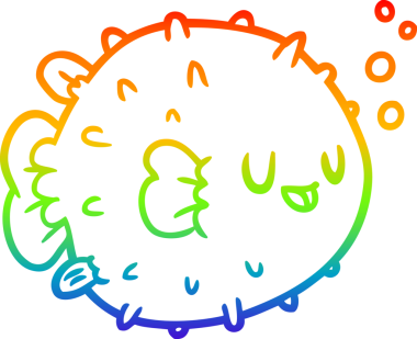 gökkuşağı gradyan çizgisi bir insan tarafından çizilmiş bir kirpi balığı çizimi