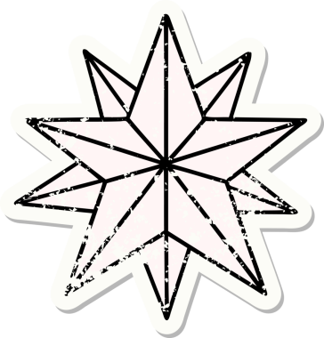 Bir insan tarafından çizilmiş geleneksel bir yıldız stili dövmesi.