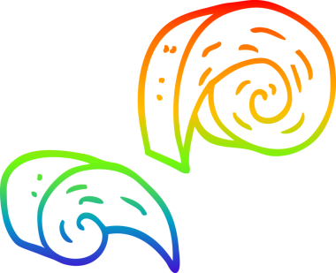 Bir insan tarafından çizilmiş karikatür desenli spiral bir elementin çizimi.