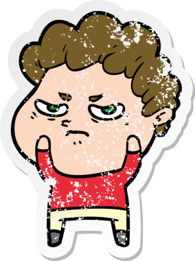 Bir insan tarafından çizilmiş kızgın bir adamın sıkıntılı çıkartması.