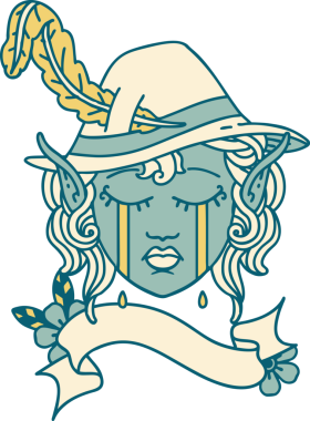 Retro Dövme Tarzı Ağlayan Elf Karakteri Bir insan tarafından çizilmiş