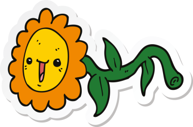 Bir insan tarafından çizilmiş karikatür çiçeğinin çıkartması.