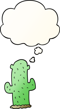 Düşünce baloncuğu olan kaktüslü çizgi film bir insan tarafından çizilmiş.