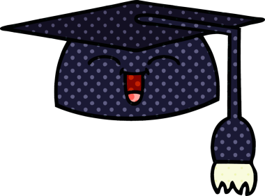 Bir insanın çizdiği mezuniyet şapkasının çizgi filmi.