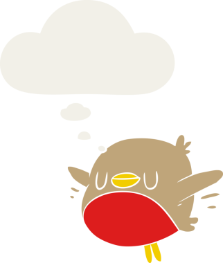 Düşünce baloncuğu olan bir insan tarafından çizilmiş noel robini.