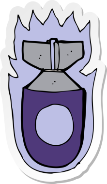 Bir insan tarafından çizilmiş bir karikatür bombasının çıkartması.