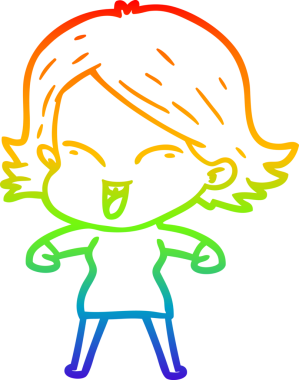 gökkuşağı gradyan çizimi mutlu bir çizgi film kızı bir insan tarafından çizildi