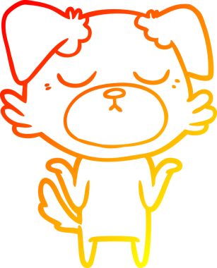 Bir insan tarafından çizilmiş sevimli bir köpeğin sıcak çizgi çizgisi.