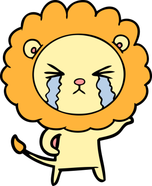 Bir insan tarafından çizilmiş ağlayan bir aslan.