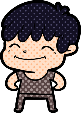 Bir insan tarafından çizilmiş mutlu çocuk çizgi filmi.