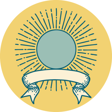 Bir insan tarafından çizilmiş güneş pankartıyla dövme biçimi simgesi