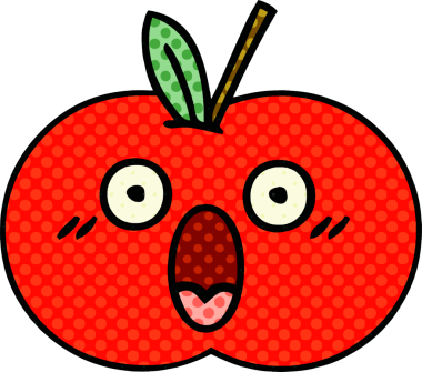 Bir insan tarafından çizilmiş kırmızı elma çizgi filmi.